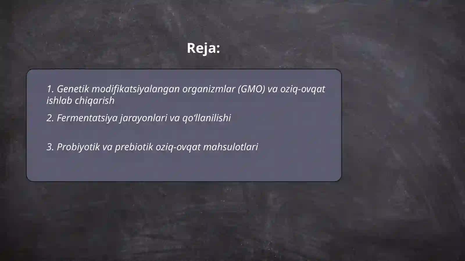 Oziq ovqat va ichimliklar ishlab chiqarish biotexnologiyasi 2