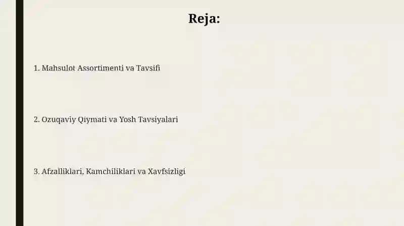 Mahsulot Assortimenti va Tavsifi 2