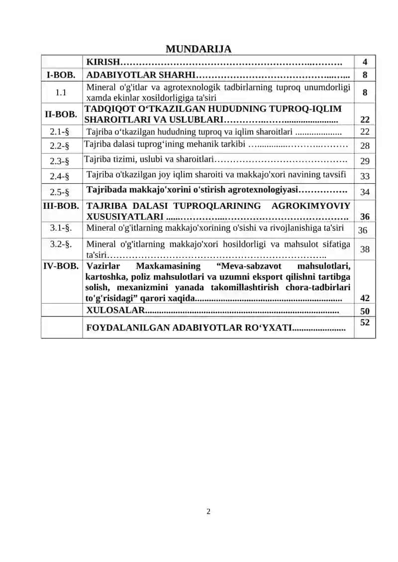 Makkajo'xori va Mineral O'g'itlarni Ta'sir qilish 2
