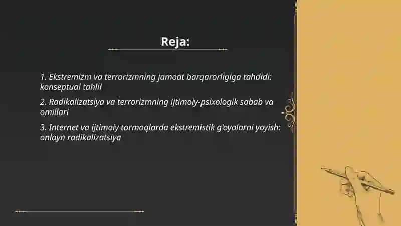Ekstremizm va terrorizm jamoat barqarorligiga tahdid 2