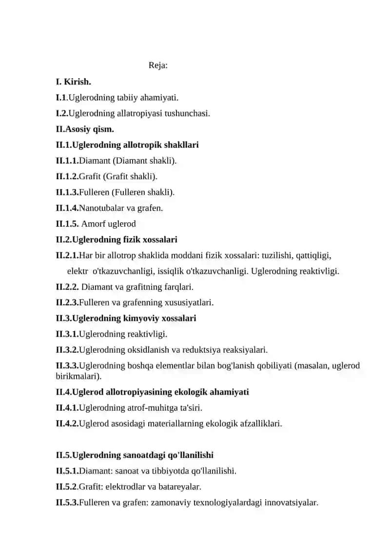 Uglerod allatropiyasi ularning fizik kimyoviy xossalari 2