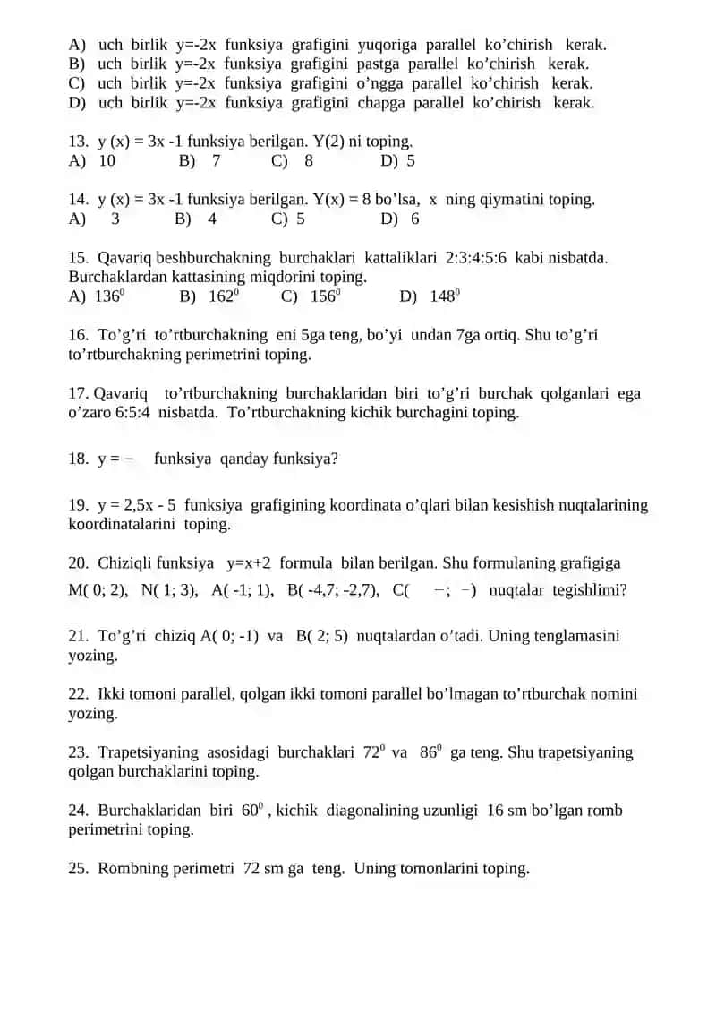 8-sinf matematika № 1 2