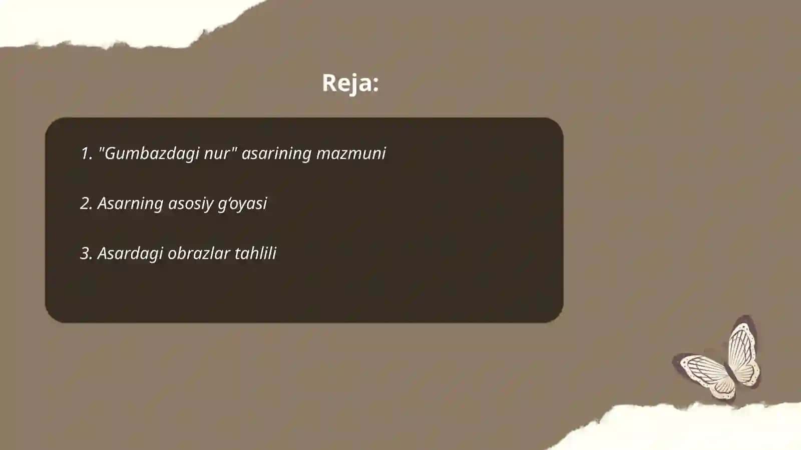 Gumbazdagi nur asarining tahlili 2