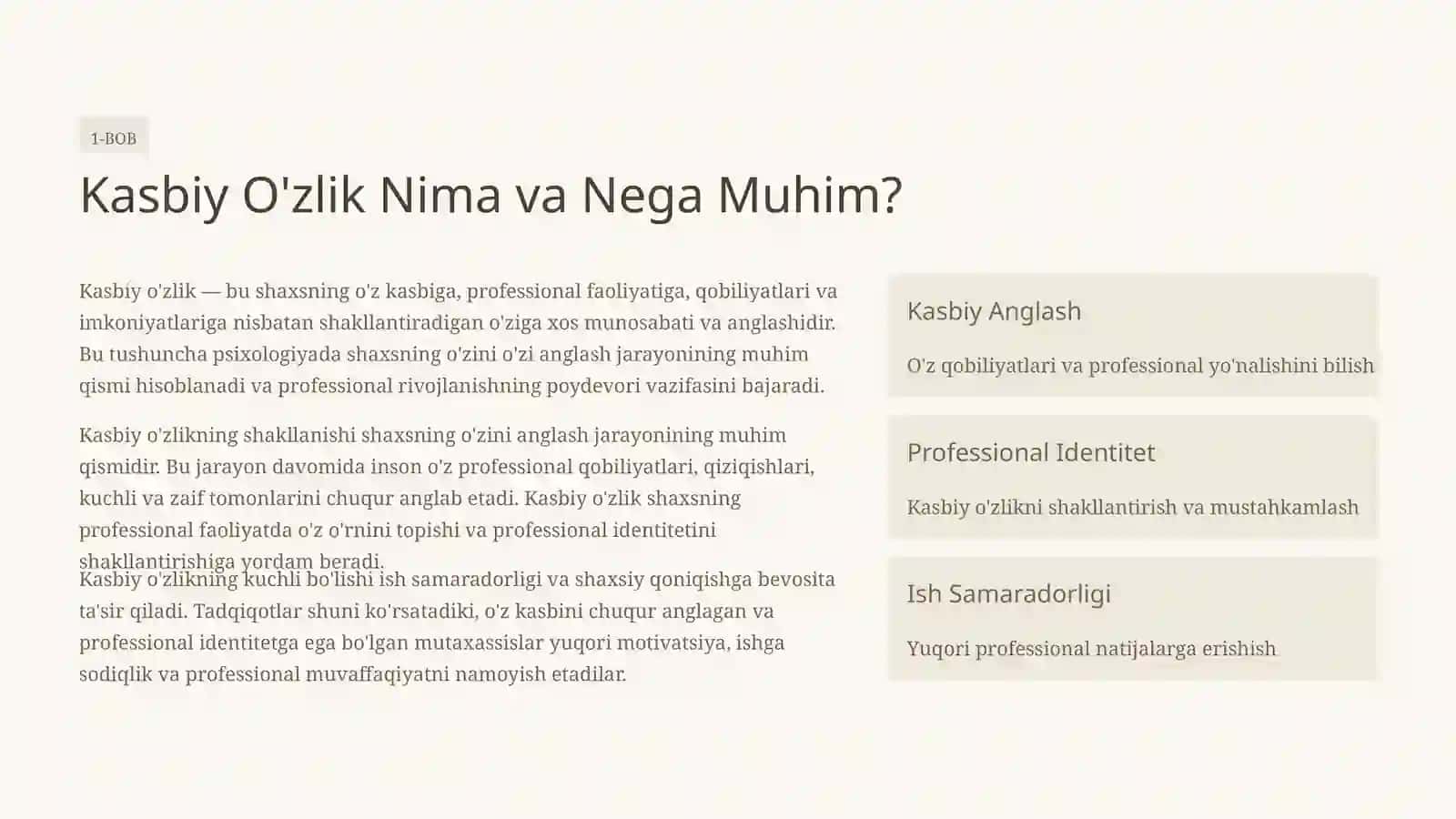Shaxsda Kasbiy O'zlikni Anglashning Psixologik Xususiyatlari 2