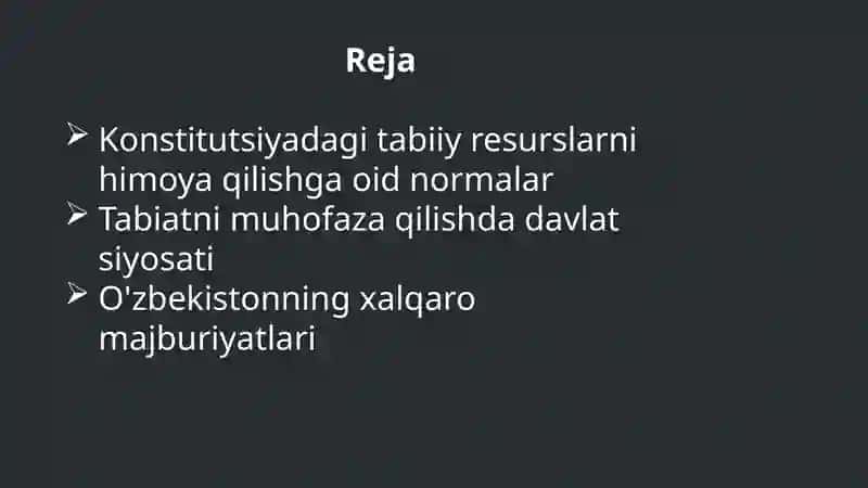 O'zbekiston Respublikasi Konstitutsiyasi: Tabiatni Muhofaza Qilish 2