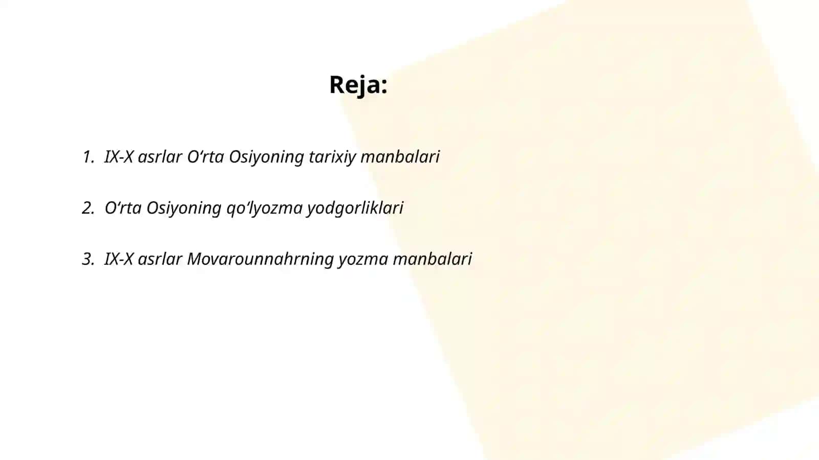 Oʻrta Osiyoning IX-X asrlar manbalarining oʻrganilishi 2