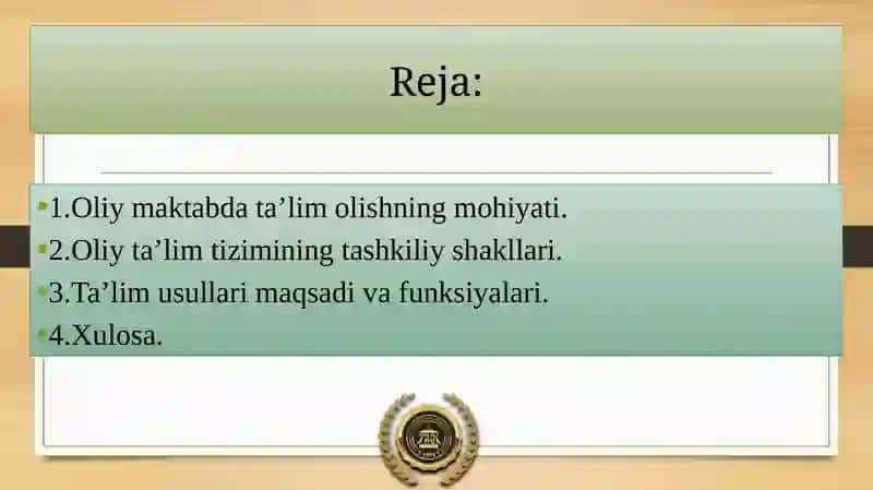Oliy ta’limni shakl va usullari 2