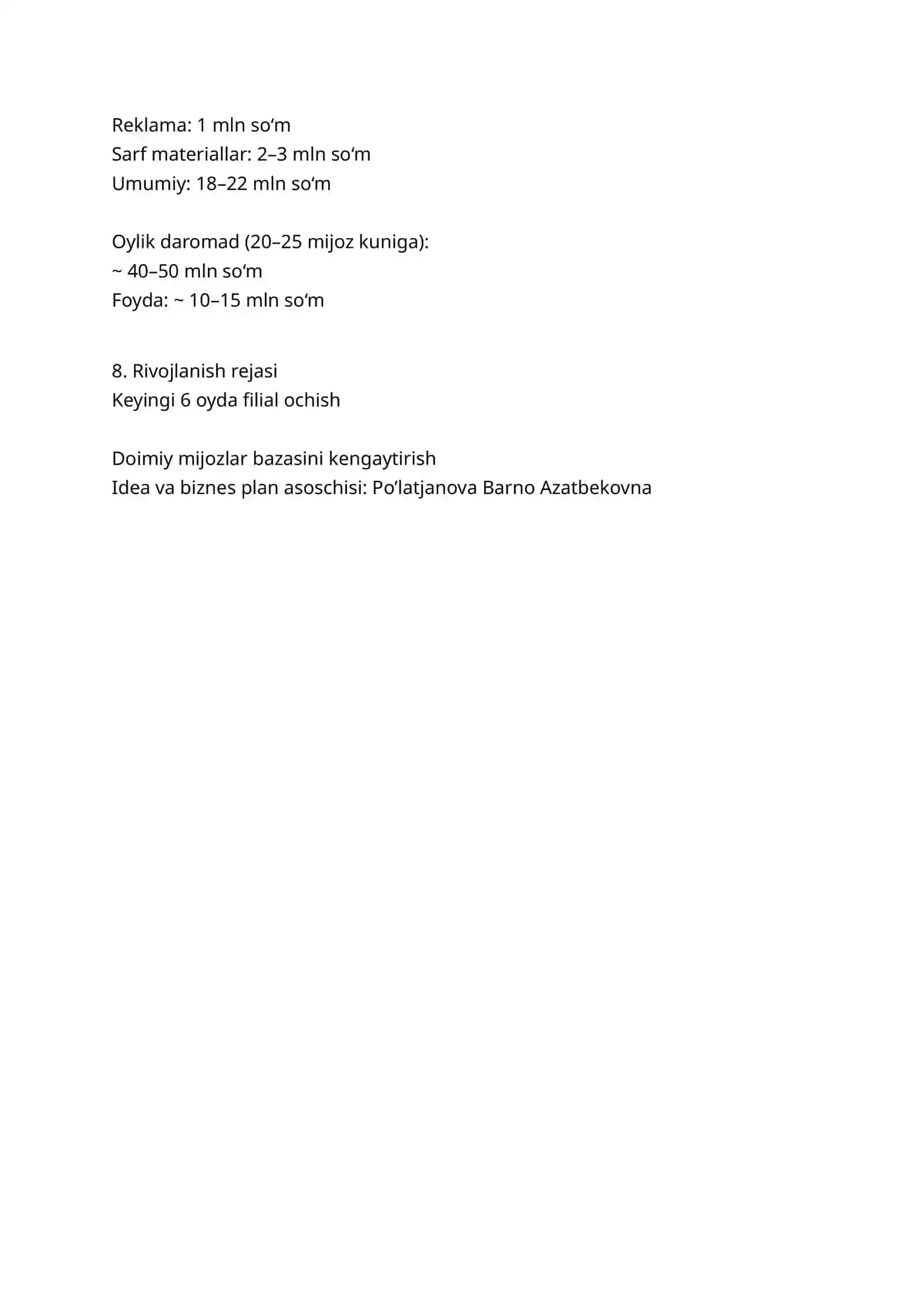 Biznes-reja: Go‘zallik saloni 2