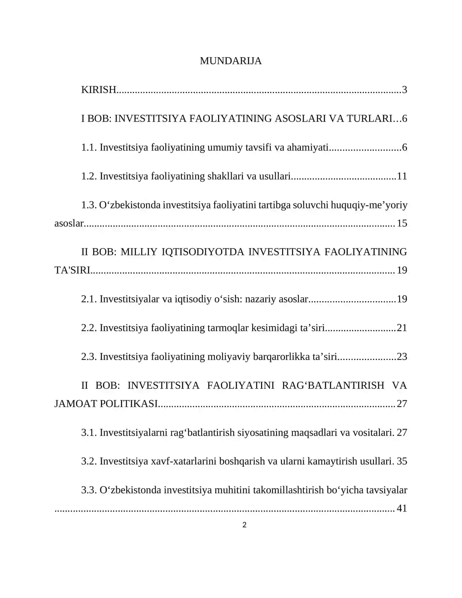 Milliy iqtisodiyotda investitsiya faoliyati 2