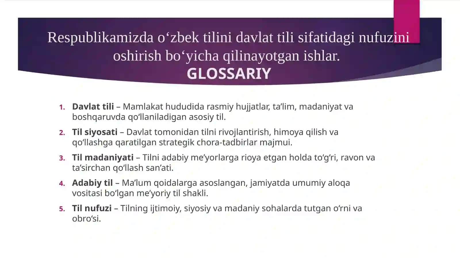 Oʻzbek tili sohada qoʻllanish fanidan tayyorlagan TAQDIMOT 2