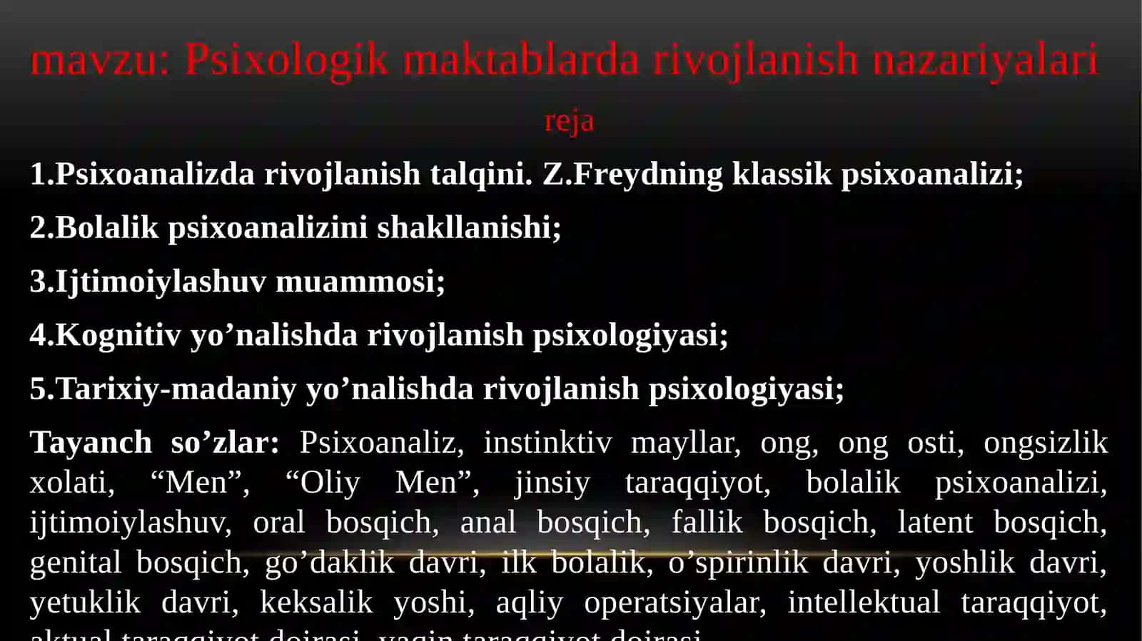 Psixologik maktablarda rivojlanish nazariyalari 2