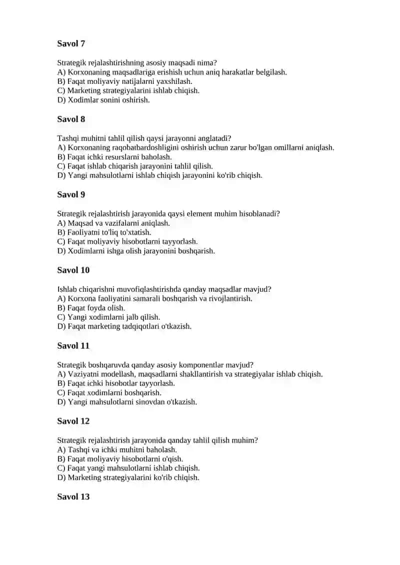 Strategik rejalashtirishning vazifalari 2
