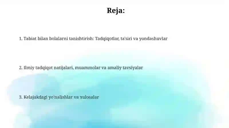 Bolalarni tabiat bilan tanishtirishga oid ilmiy tadqiqot ishlari 2