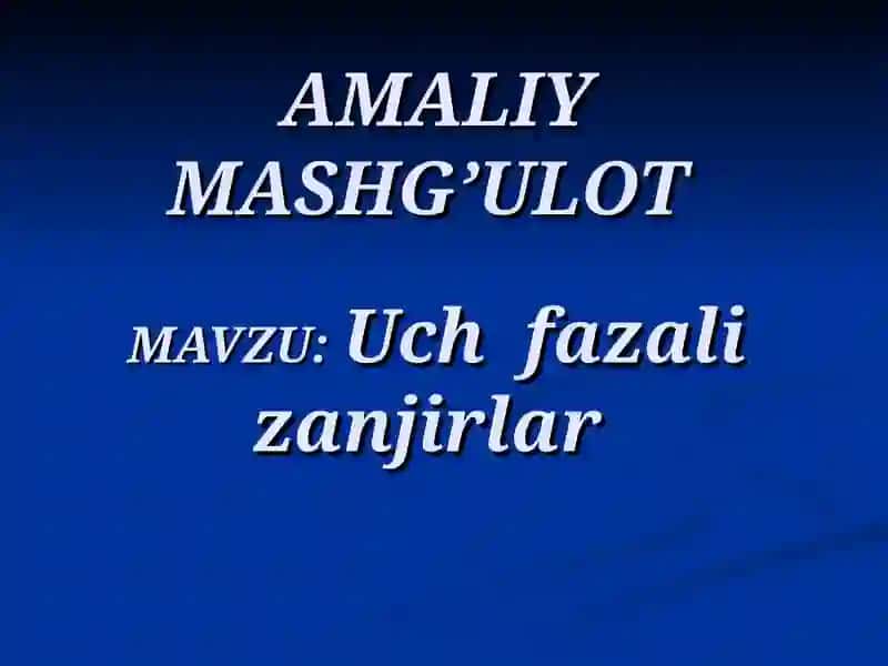 Uch fazali zanjirlar 2