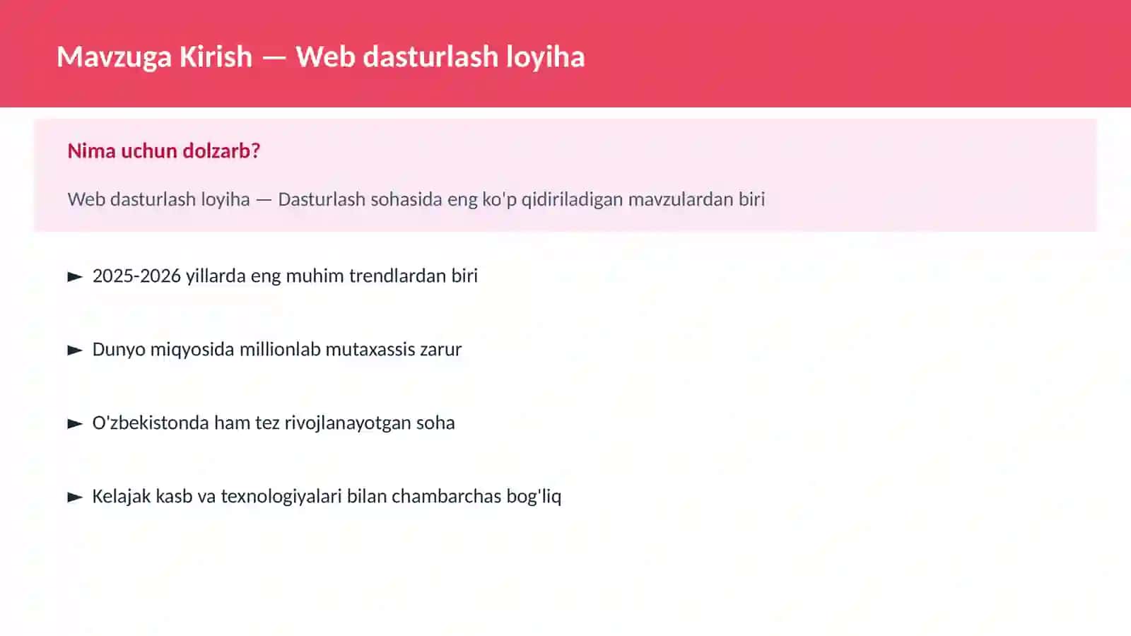 DASTURLASH | JAVASCRIPT VA WEB 2
