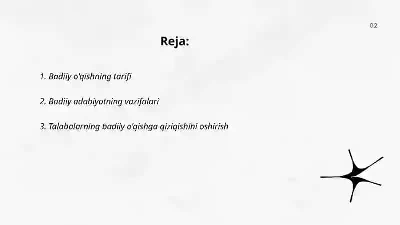 BADIIY O'QISH ASOSLARI FANINING MAQSAD VA VAZIFALARI 2
