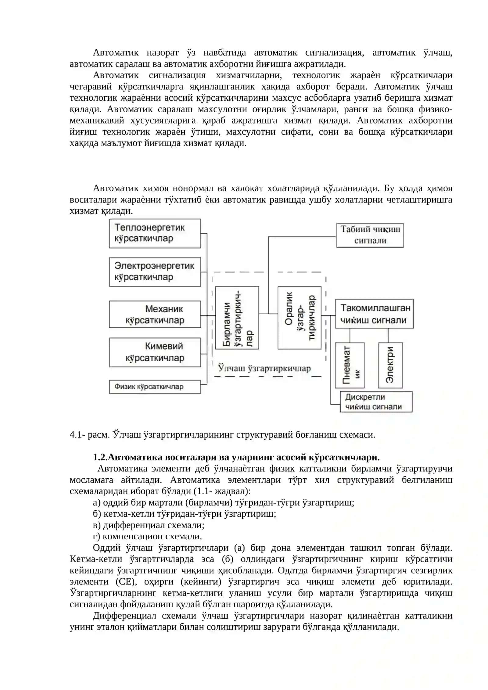 Автоматика воситалари хақида умумий тушунчалар 2