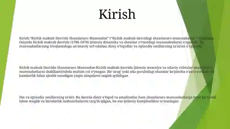 Kichik Maktab Davrida Shaxslararo Munosabat 2