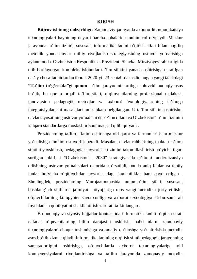 INFORMATIKA FANINI O‘QITISH SIFATIGA TAʻSIR ETUVCHI OMILLARNI ANIQLASH METODIKASI 2