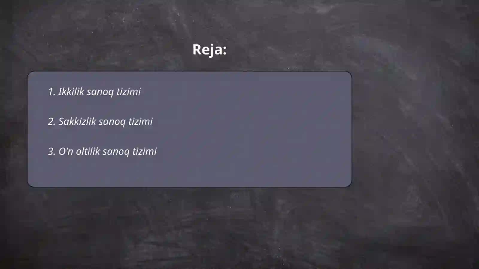 Oʻnlik boʻlmagan sanoq sistemasi va amallari 2