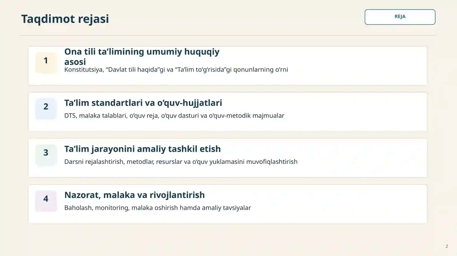 Ona tili taʼlimi jarayonini tashkil etishda qoʻllaniladigan huquqiy-meʼyoriy hujjatlar 2