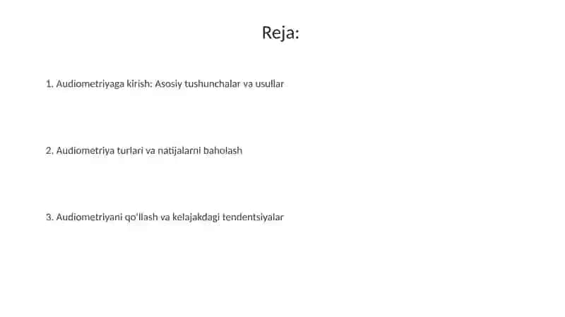 Klinikada tovushdan foydalanish. Audiometriya 2