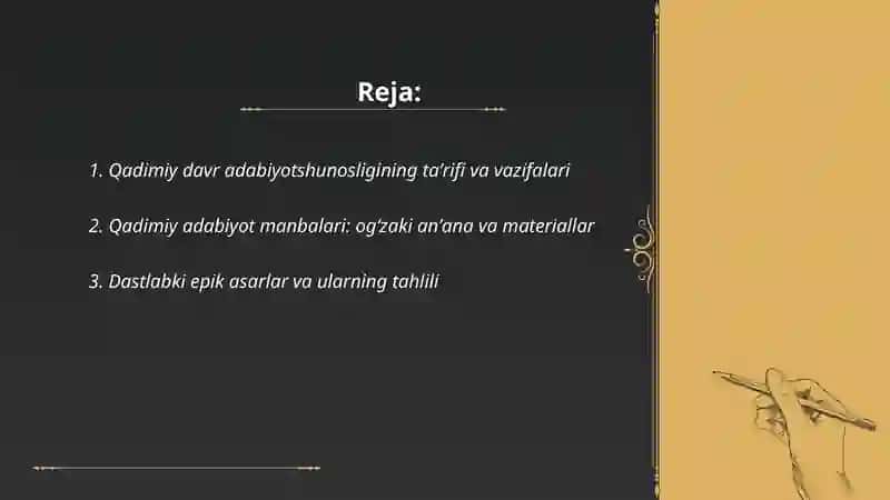 Qadimiy davr adabiyotshunosligi 2