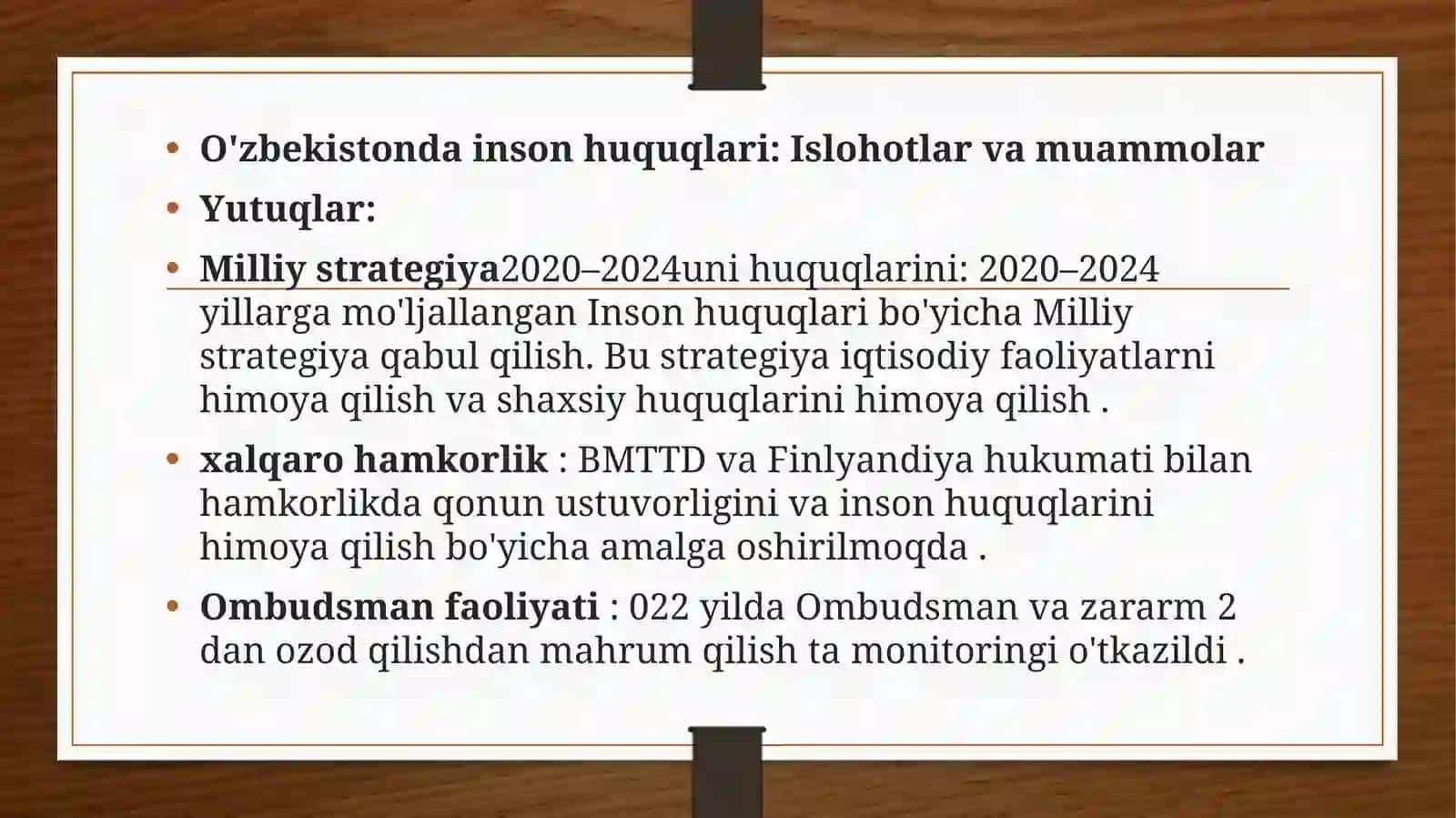 Inson huquqlarini ta’minlash global muammo sifatida. 2