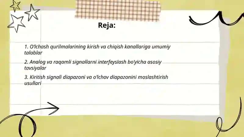 Olchash qurlmalaring elementlarini kirish va chiqish kataliklaring asosiy tavsiyalari 2