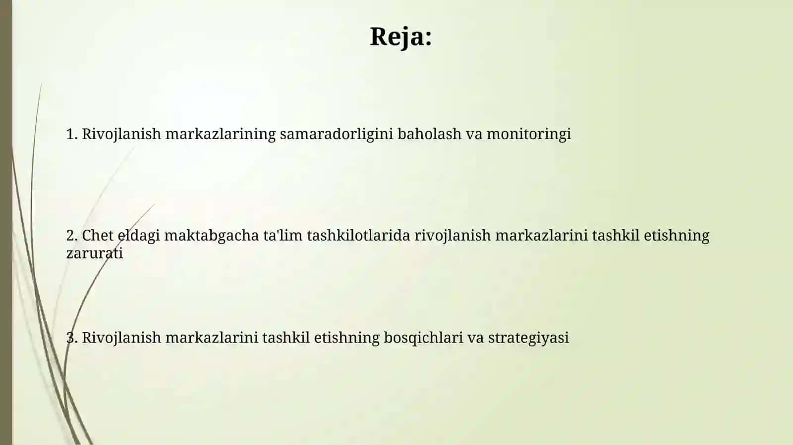 Xorij davlatlarini maktabgacha taʼlim tashkilotlarida rivojlantiruvchi markazlarni tashkil etish 2