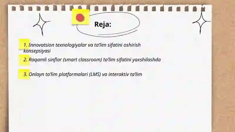 Innovatsion texnologiyalar va ta’lim sifatini oshirish konsepsiyasi 2
