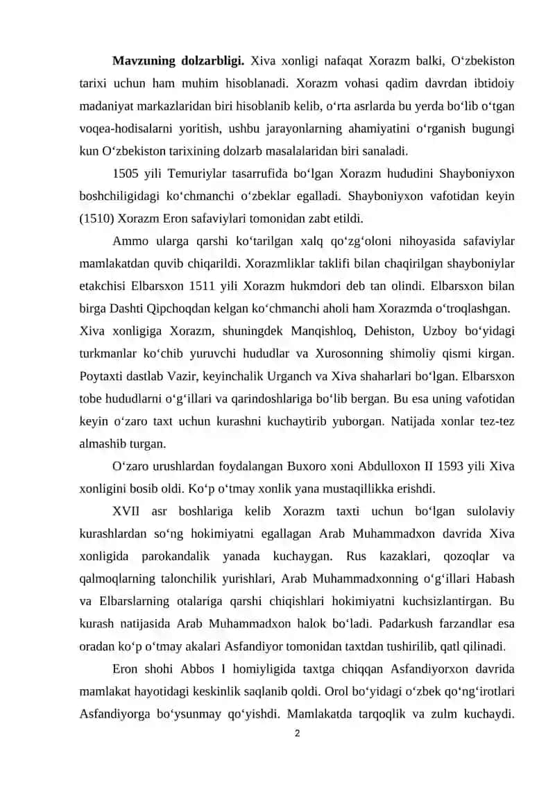 Xiva Xonligida Hokimiyat Tepasiga Qo‘ng‘irot Sulolasi 2