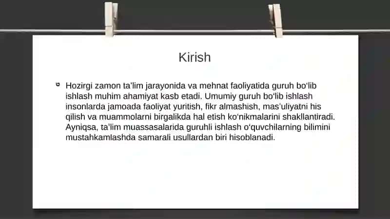Umumiy guruh bo'lib ishlash 2