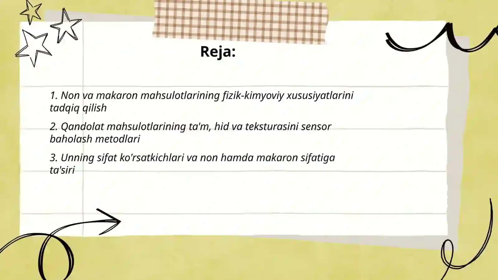 Non, makaron va qandolat mahsulotlari sifatini tadqiqot qilish 2