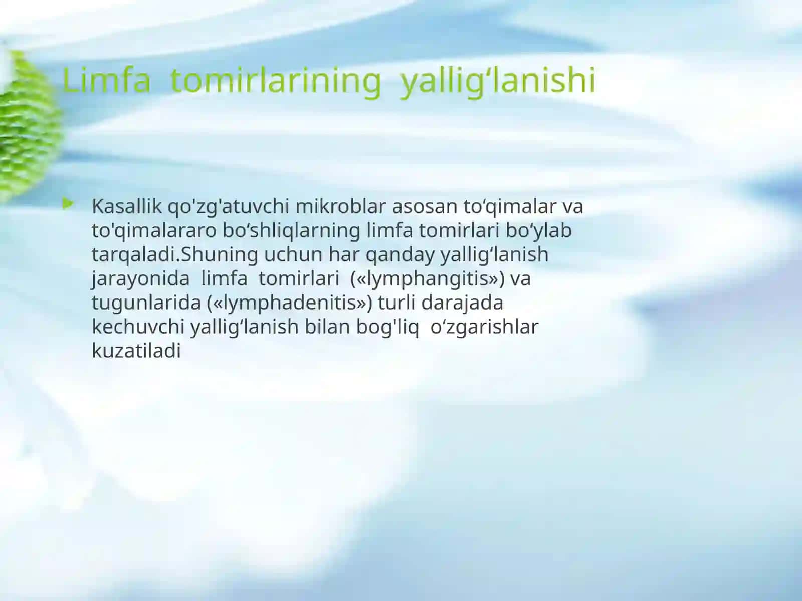 Limfa tugunlari,qon va limfa tomirlari yiringli yallig’lanish kasalliklari: limfadenit,limfangit,  tromboflebit 2