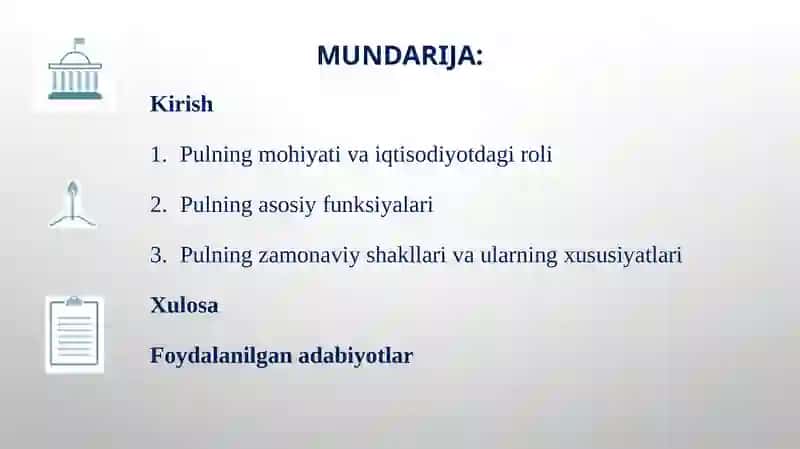 PULNING O’ZIGA XOS XUSUSIYATLARI 2