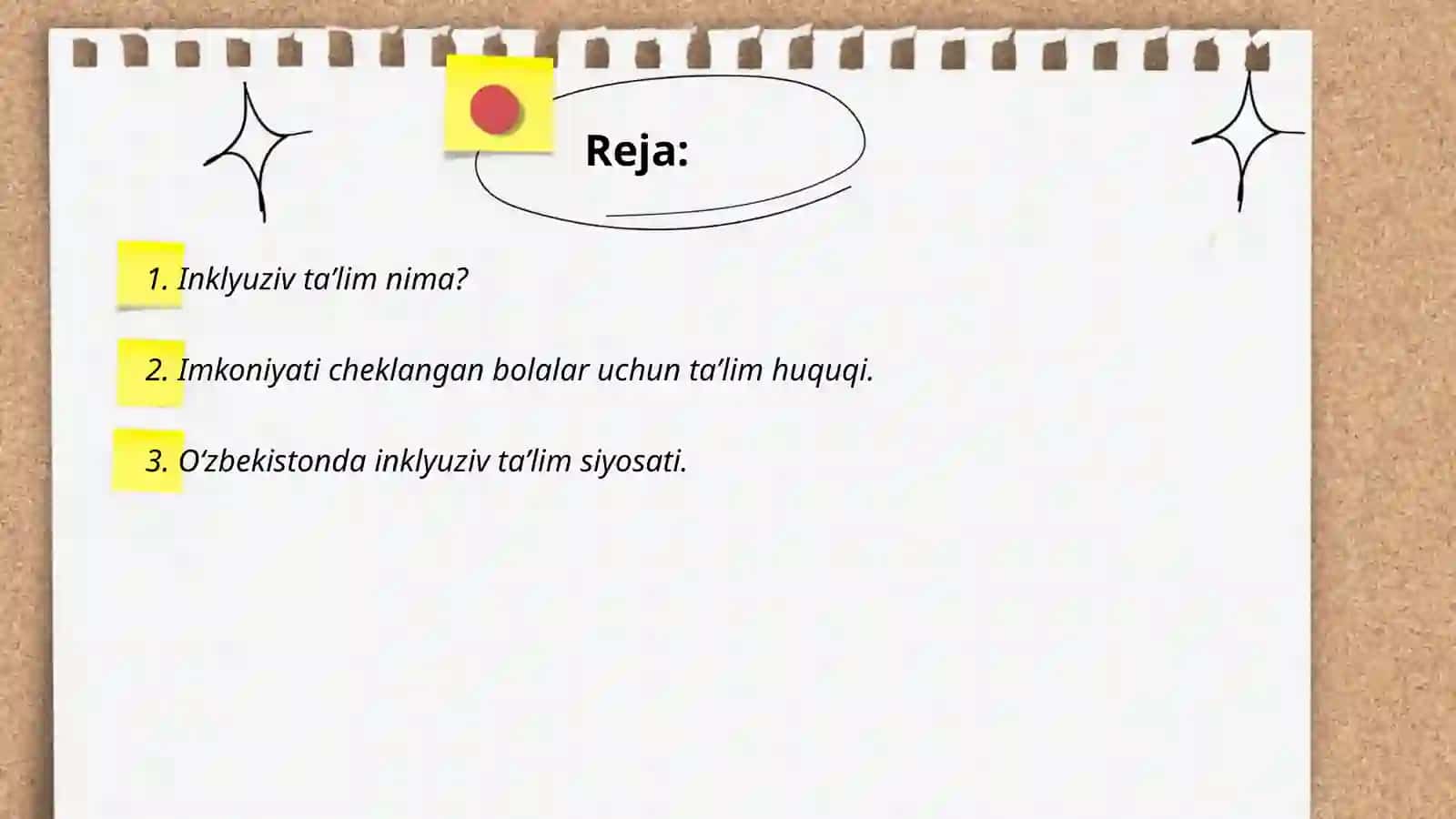 Nomozova Hulkarning inklyuziv taʼlimdan tayyorlagan taqdimoti 2
