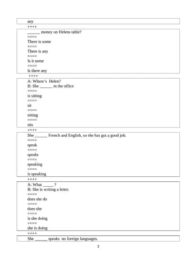 Ingliz ili grammatikasi fanidan yakuniy nazorat testi 2