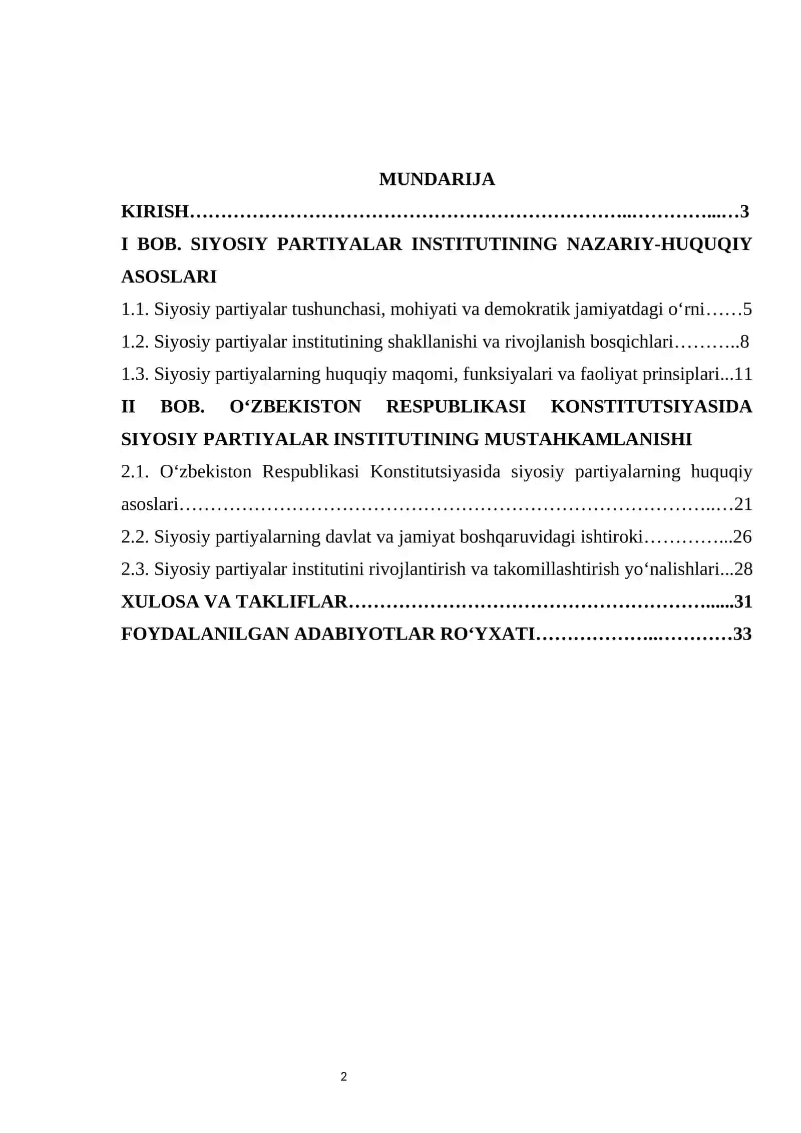 Konstitutsiyada siyosiy partiyalar instituti kurs ishi 2