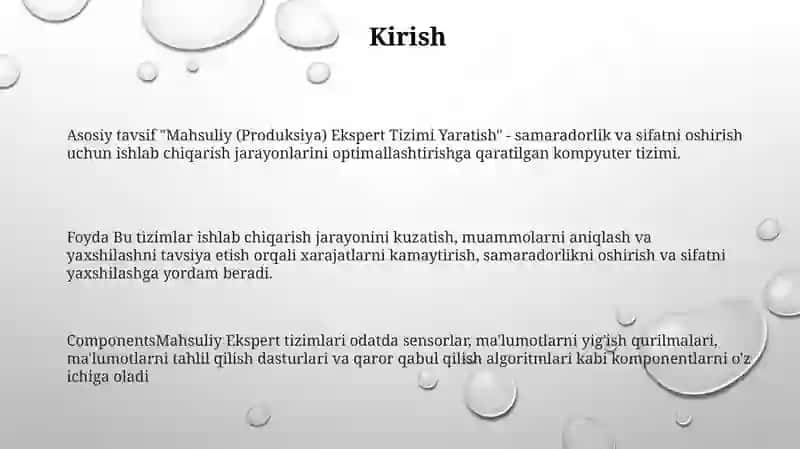 Mahsuliy (Produksiya) Ekspert Tizimi Yaratish 2