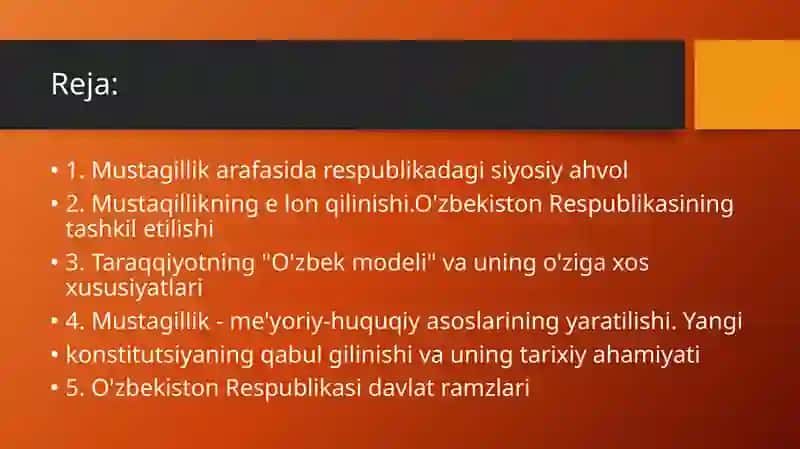 O'zbekiston Respublikasi Tashkil Topish Tarixi 2