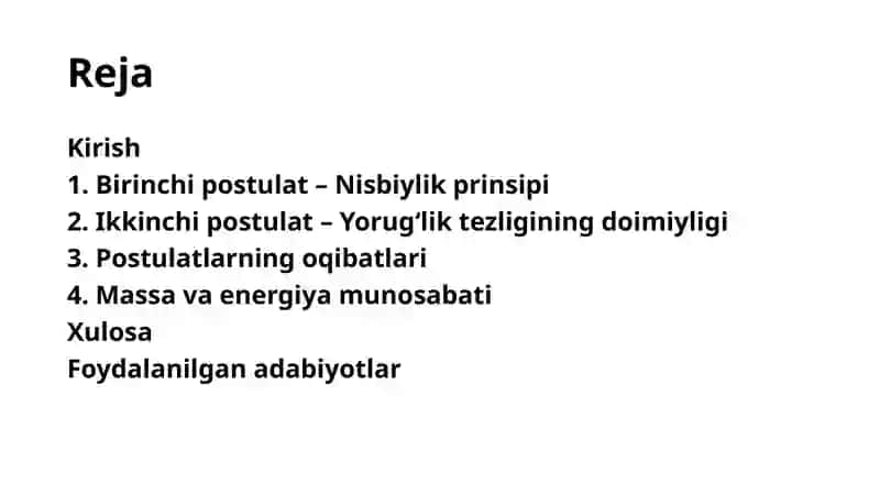 Eynshteyn postulatlari 2