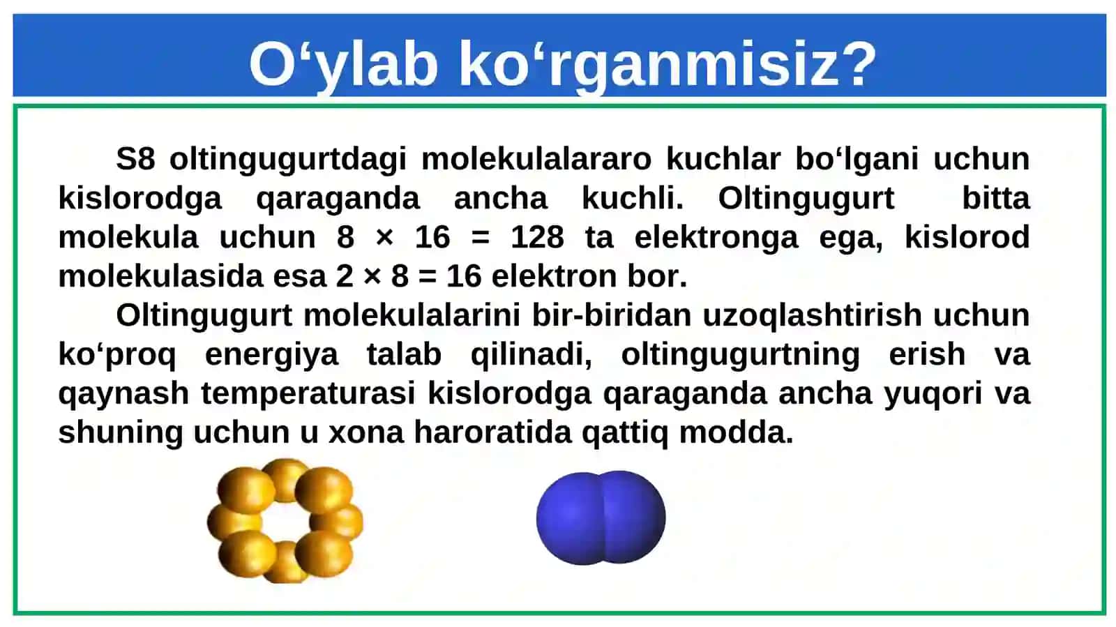 Oltingugurtning vodorodli birikmalari. 2