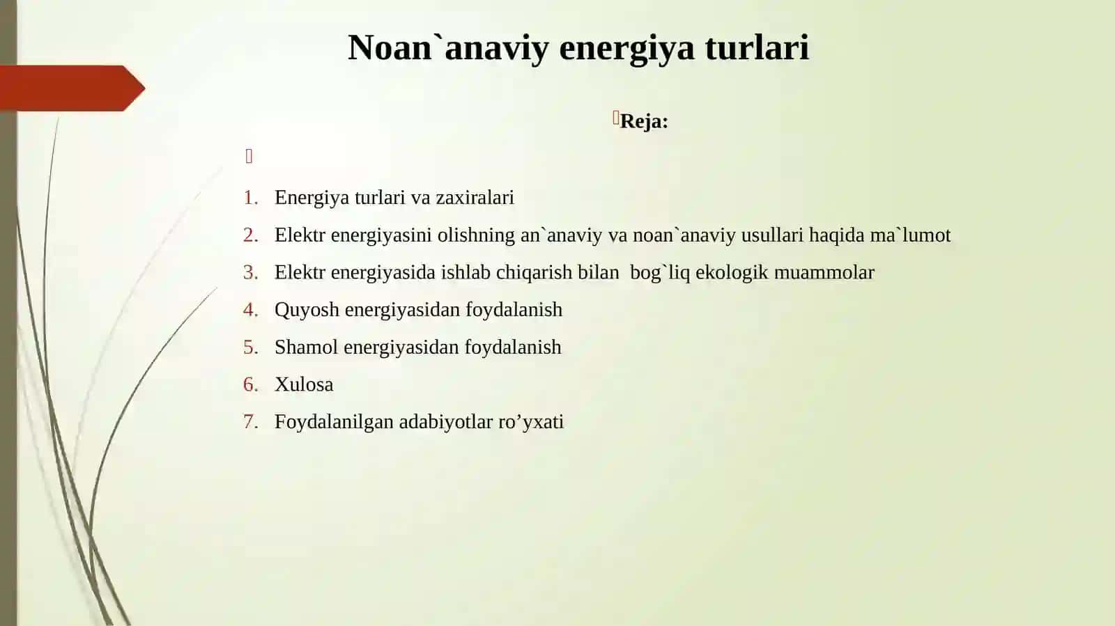 MUHAMMAD AL-XORAZMIY NOMIDAGI TOSHKENT AXBOROT TEXNOLOGIYALAR VA RAQAMLI TEXNOLOGIYALAR VAZIRLIGI SHARIFOV DILSHODNING EKOLOGIYA FANIDAN TAYYORLAGAN TAQDIMOTI 2
