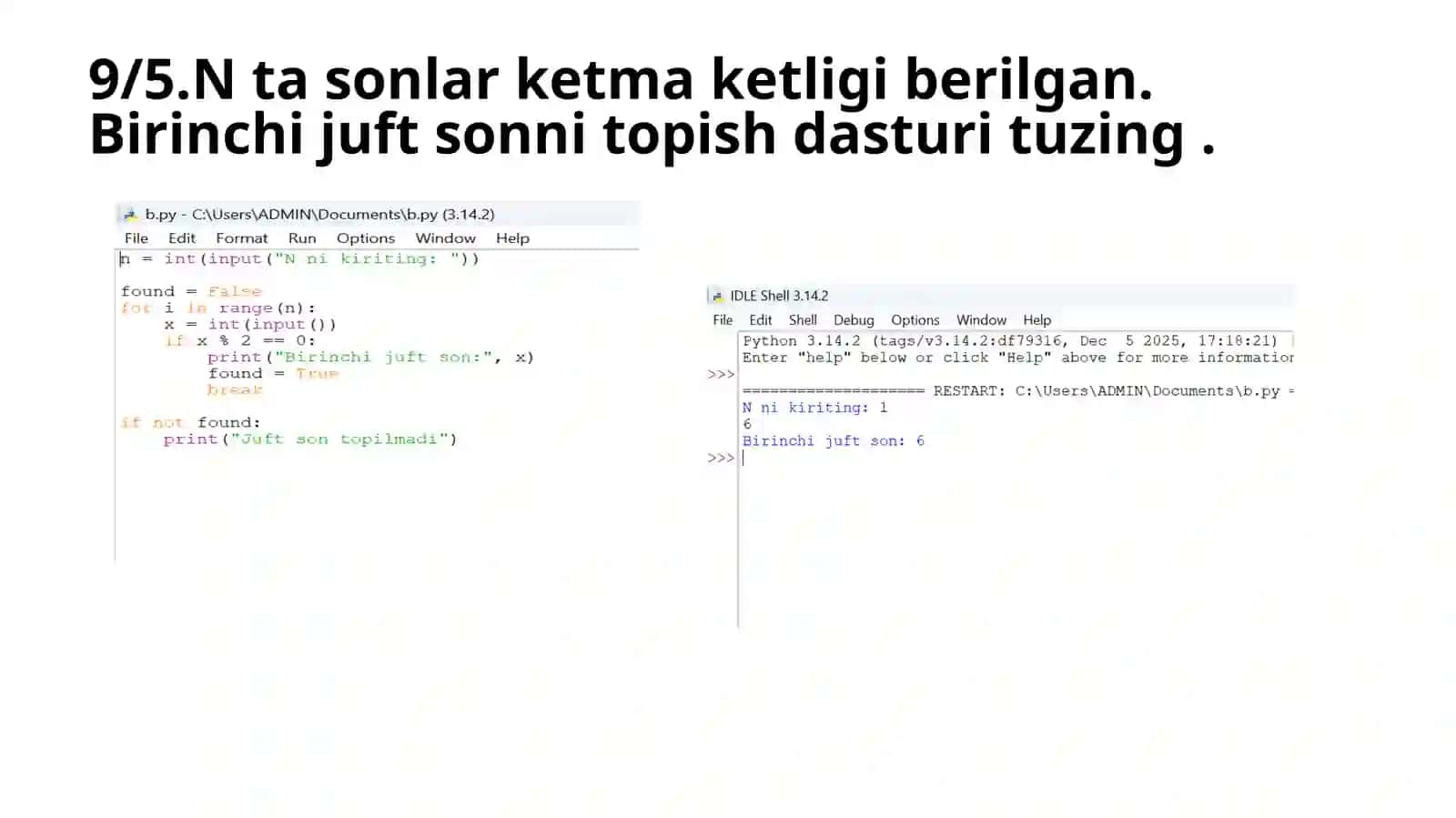 Dasturlash fani mashg'uloti 2