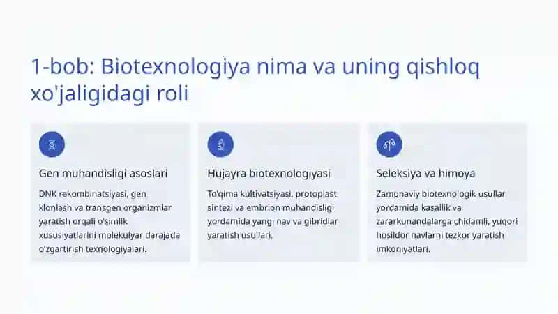 Qishloq Xo'jaligida Biotexnologiya: Inqilobiy Yondashuvlar va Kelajak 2