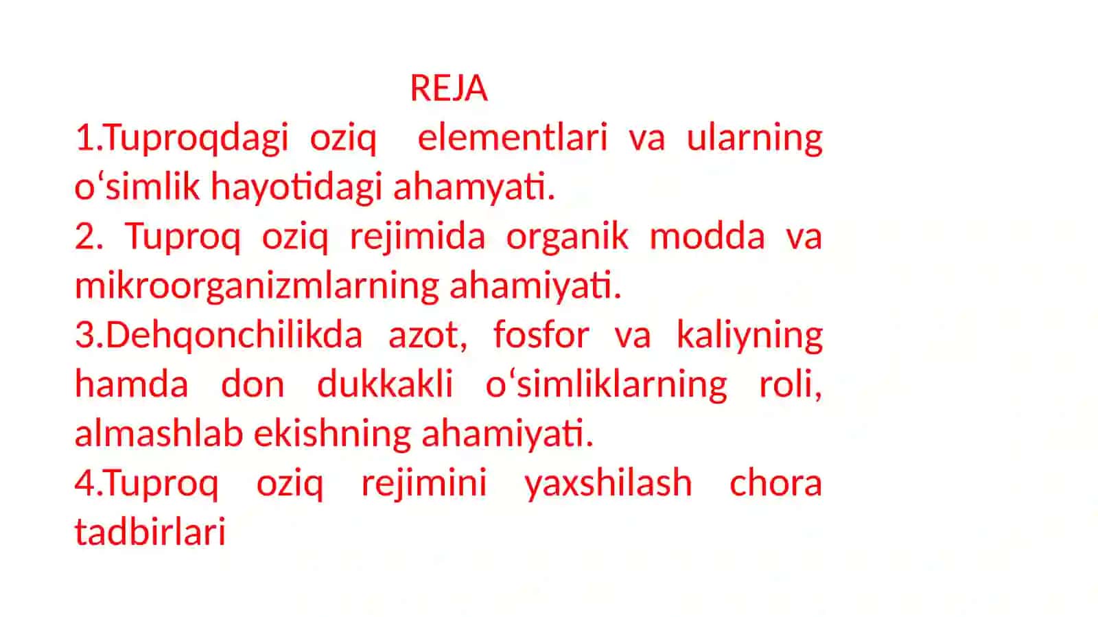 TUPROQNINGOZIQA REJIMI VA UNI YAXSHILASH CHORA TADBIRLARI 2