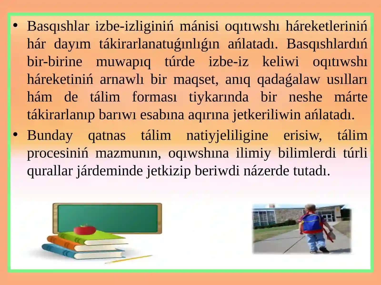 Zamanagóy mektepke shekem tálim shólkemlerinde shólkemlestiriw iskerliginiń áhmiyeti 2