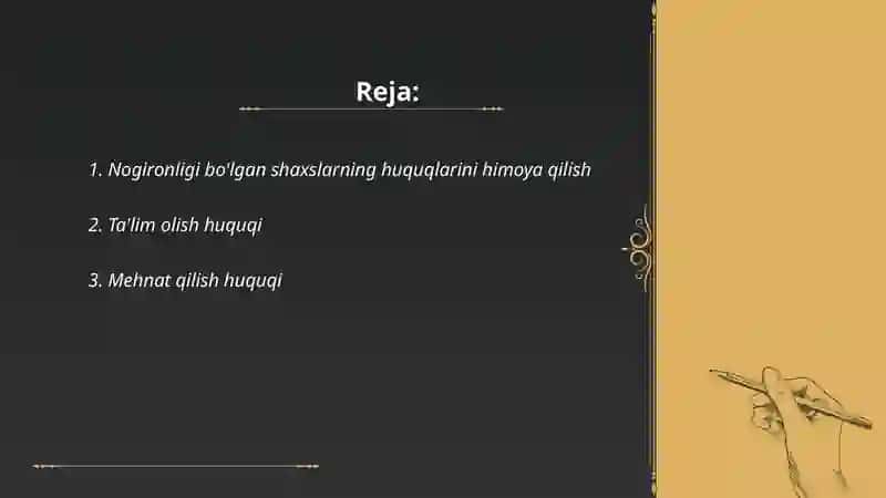 Nogironligi bo'lgan shaxslarning huquqlari to'grisida 2