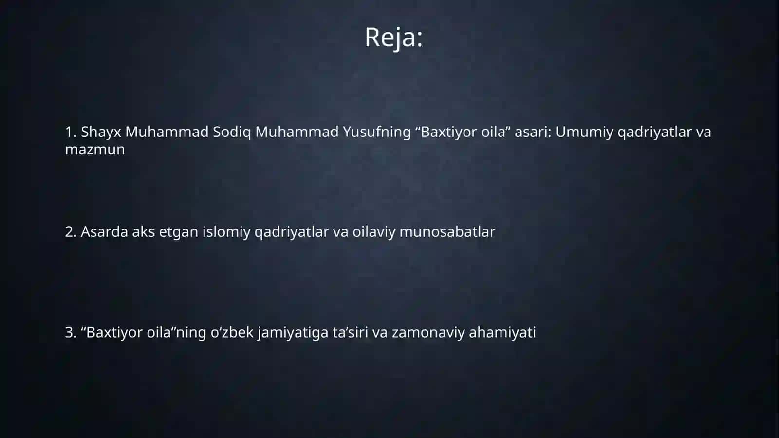 Shayx Muhammad Sodiq Muhammad Yusufning "Baxtiyoro oila" asari 2